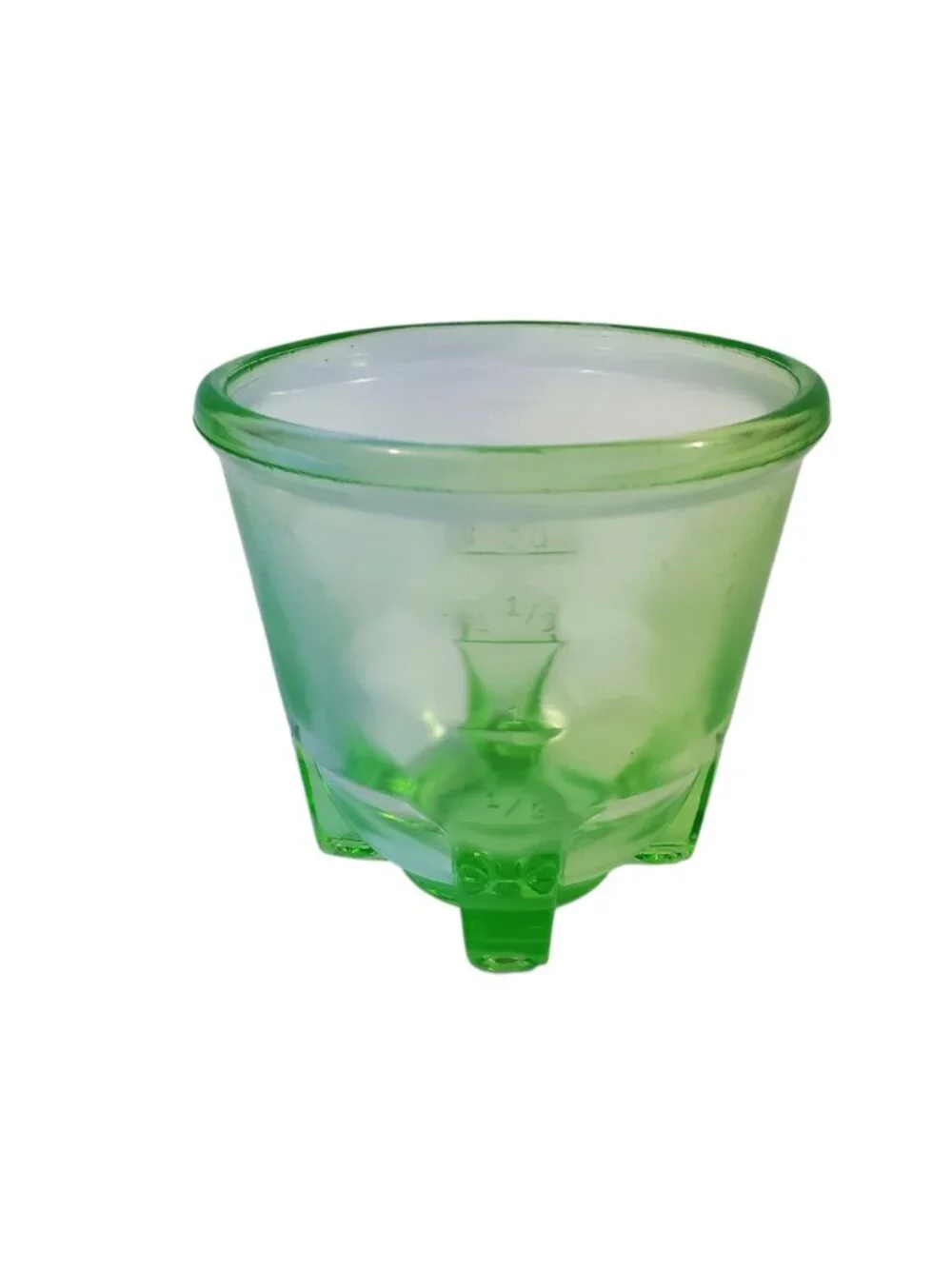 Vintage Anchor Hocking 16 Oz Green Uranium Vaseline Glass Hand Mixer Bowl Glows